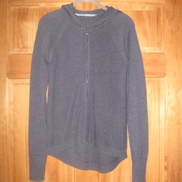 Athleta Zip Up Hooded Waffle Sweater with Thumbholes - Picture 1 of 3